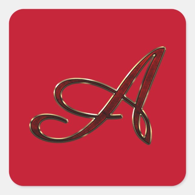 Schriftmonogramm A Quadratischer Aufkleber (Vorderseite)