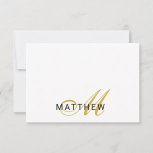 Schriftmonogramm Gold Schwarz Mitteilungskarte