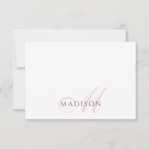 Schriftmonogramm Rosa Mitteilungskarte