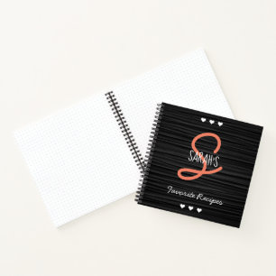Schriftmonogramm Schwarze Textur Lieblingsrezepte Notizbuch