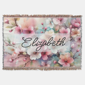 Schriftname auf altrosa Wasserfarbenblumen Decke