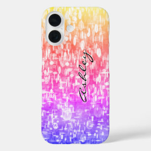 Schriftname auf regenbogenfarbenen Pailletten  iPhone 16 Hülle