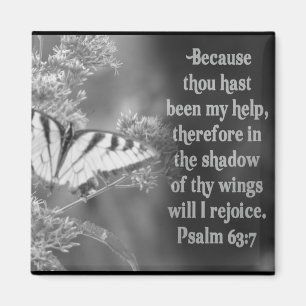 SCHRIFTS-PSALM-63:7 mit SCHMETTERLINGEN Magnet