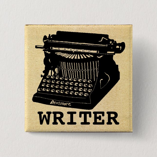 Schriftsteller Antike Schreibmaschine Button (Vorderseite)