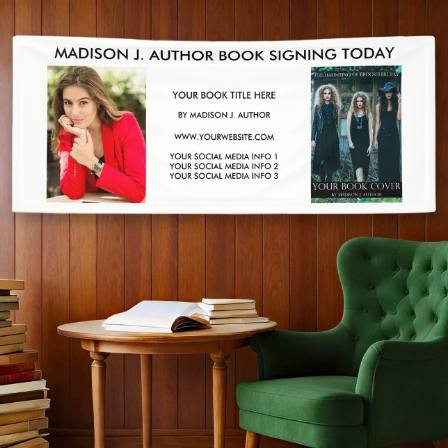 Schriftsteller Buch Foto weiß oder Auswahl Farbe Banner (Customize to change text size, text style or background color.)