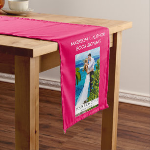 Schriftsteller Buch Signierung Hot Pink oder Pick Mittelgroßer Tischläufer