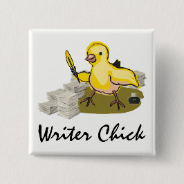 Schriftsteller mit Papier, Feder und Tinte Button