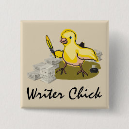 Schriftsteller mit Papier, Feder und Tinte Button