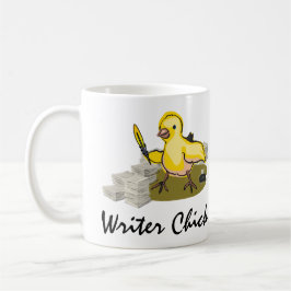 Schriftsteller mit Papier, Feder und Tinte Kaffeetasse