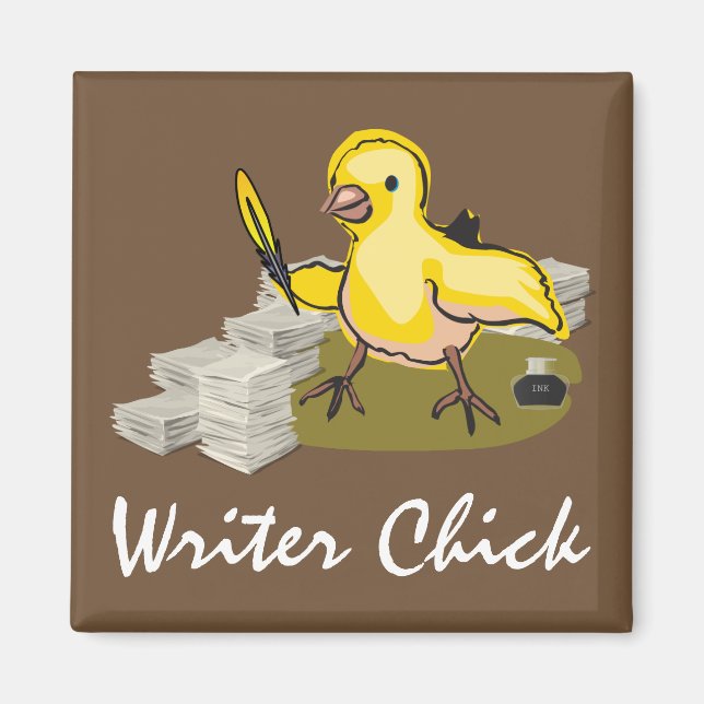 Schriftsteller mit Papier, Feder und Tinte Magnet (Vorne)