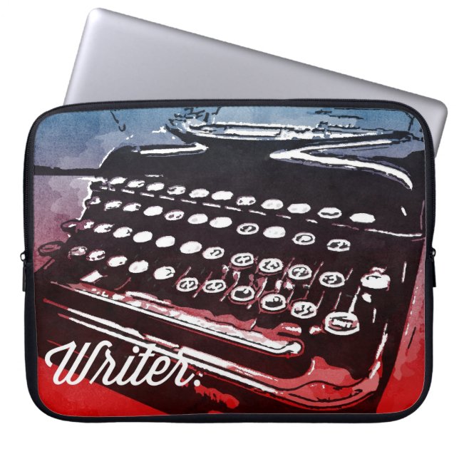 Schriftsteller mit Schreibmaschine Blue Red Pop Ar Laptopschutzhülle (Vorderseite)