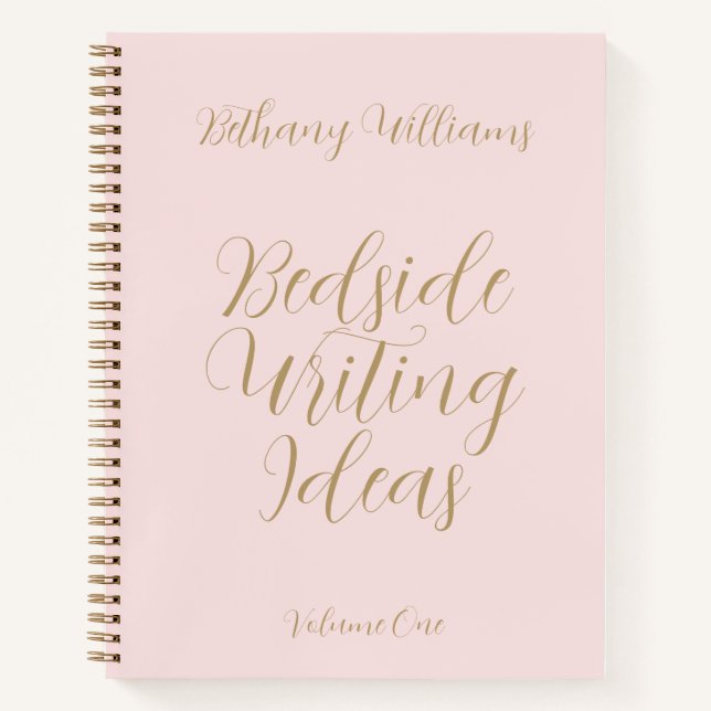 Schriftsteller Name Trendy Blush Pink Script Gold  Notizbuch (Vorderseite)