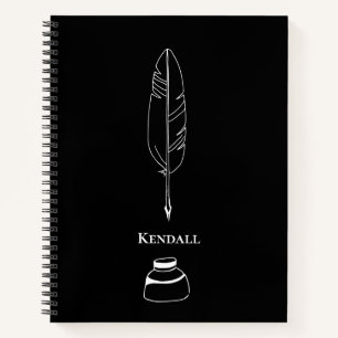 Schriftsteller Quill Feder Minimalistisch Schwarz  Notizbuch