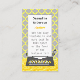 Schriftsteller Schriftsteller Moderner Graugelber Visitenkarte