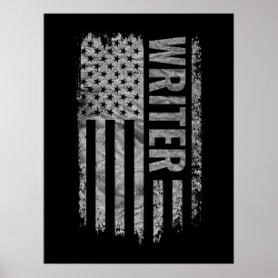 Schriftsteller USA-Flagge Distressed-Design Poster