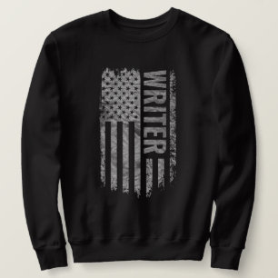 Schriftsteller USA-Flagge Distressed-Design Sweatshirt