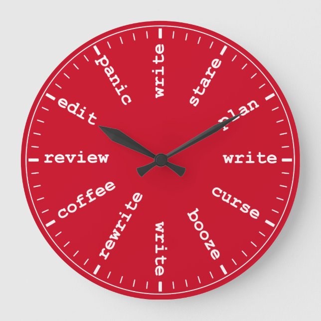 Schriftstelleruhr — Funny Author Writer Clock in R Große Wanduhr (Vorderseite)