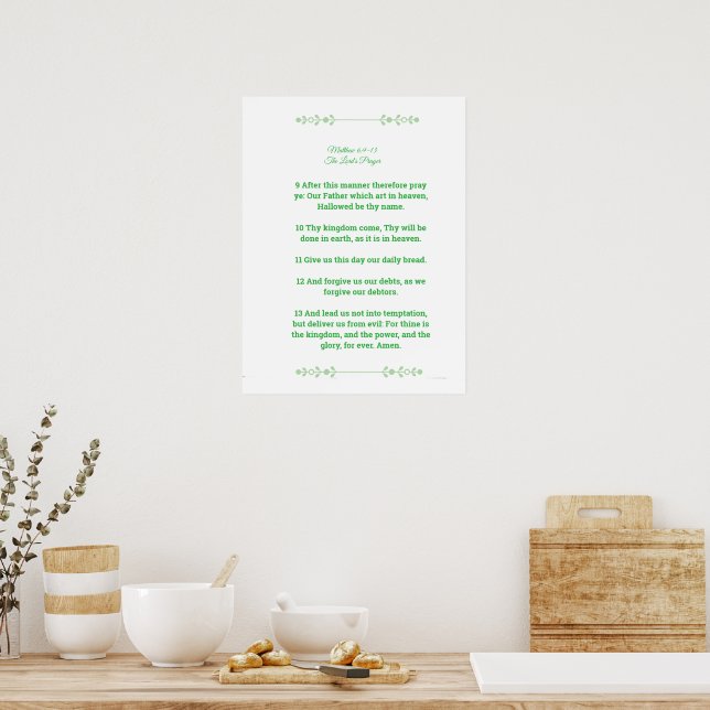 Schriftvorlage, Vaterunser, grün Poster (Küche)