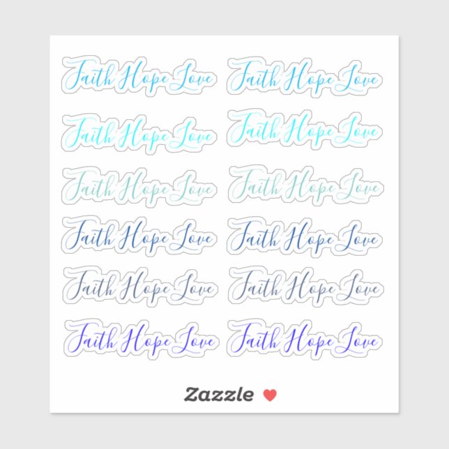 Schriftzeichen der Faith Hope-Liebe Aufkleber (Blatt)