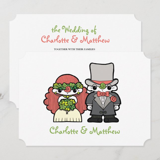 Schriftzeichen Whimsical Wedding Einladung (Vorne/Hinten)