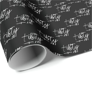 Schriftzug 50. Geburtstag Schwarz Geschenkpapier