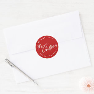Schriftzug Lettering Frohe Weihnachten Runder Aufkleber