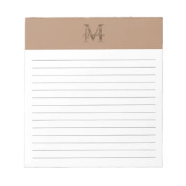 Schriftzug Metallic Taupe Gold Monogramm Lined Notizblock