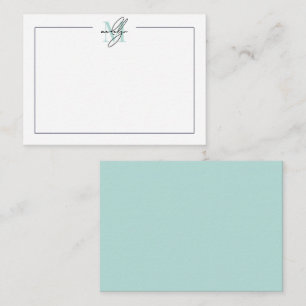 Schriftzug Minimalist Türkisblau Namensmonogramm Mitteilungskarte