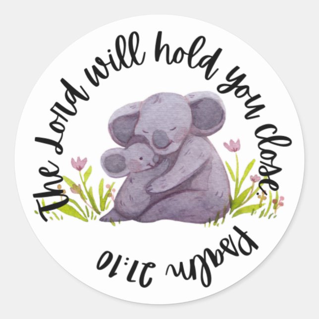Schriftzüge (Psalm 27:10 Koala) Runder Aufkleber (Vorderseite)