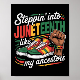 Schritt in die Juneteenth Afro-Frau schwarzen Afri Poster