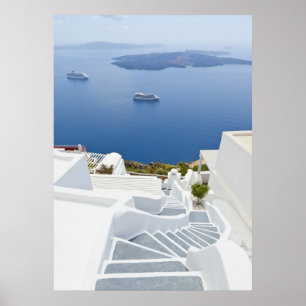 Schritte von Santorini Poster