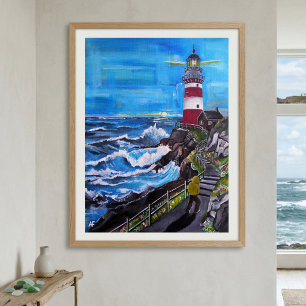 Schritte zum Leuchtturm-Gemälde von Alfred Fox Poster