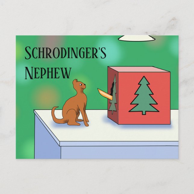 Schrodingers Cat and Nephew Christmas Postcard Postkarte (Vorderseite)