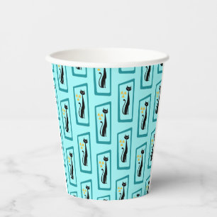 Schrödingers Cat Mid Century Modern blass blau Pappbecher