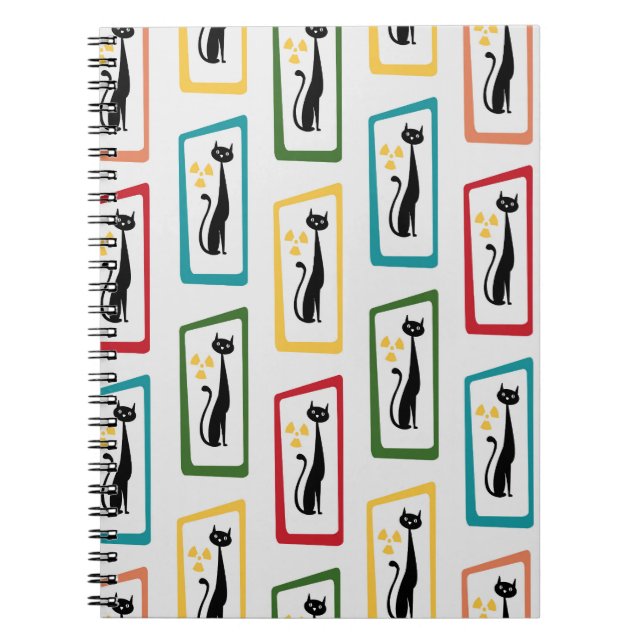 Schrödingers Cat Mid Century Modern farbig Notizblock (Vorderseite)