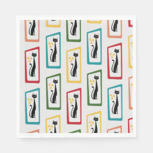Schrödingers Cat Mid Century Modern farbig Serviette