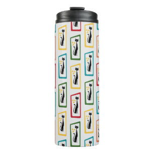 Schrödingers Cat Mid Century Modern farbig Thermosbecher
