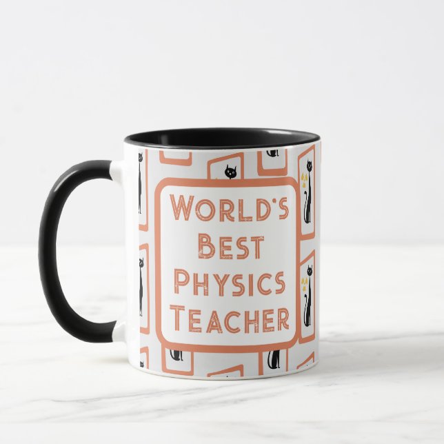 Schrödingers Cat Mid Century Moderne Orange Tasse (Links)