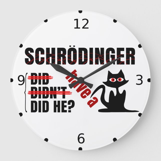 Schrodinger's Dillema Große Wanduhr (Vorderseite)