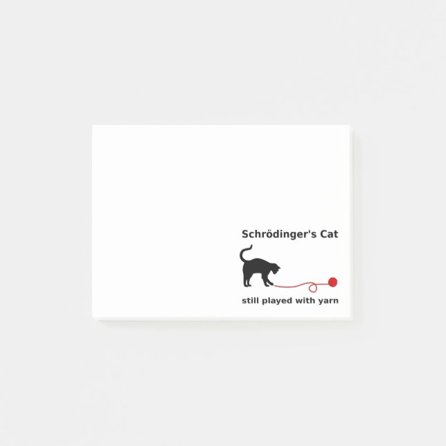 Schrödingers Katze noch gespielt mit Garn Post-it Klebezettel (Vorderseite)