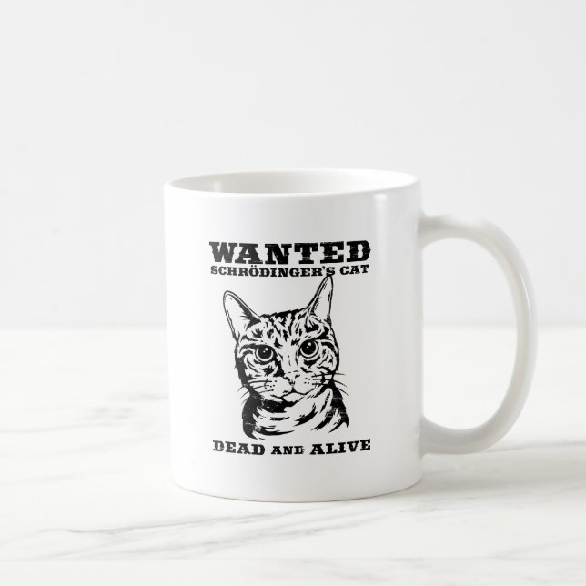 Schrodingers Katze wollten Tote oder lebendiges Kaffeetasse (Rechts)