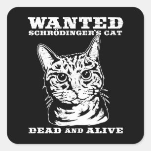 Schrodingers Katze wollten Tote oder lebendiges Quadratischer Aufkleber
