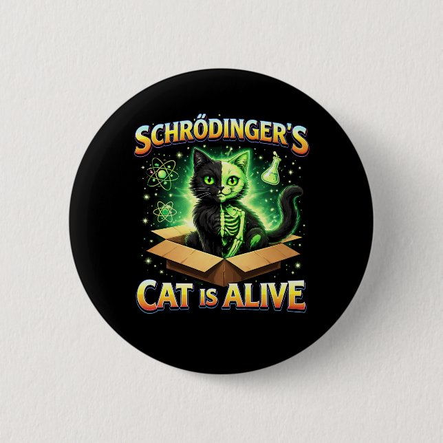 Schrödingers neugierige Katze Button (Vorderseite)