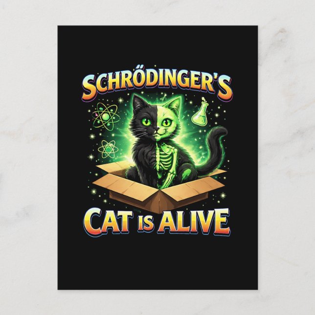 Schrödingers neugierige Katze Postkarte (Vorderseite)
