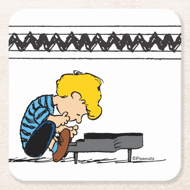 Schroeder Charlie Brown Music Rechteckiger Pappuntersetzer (Vorderseite)