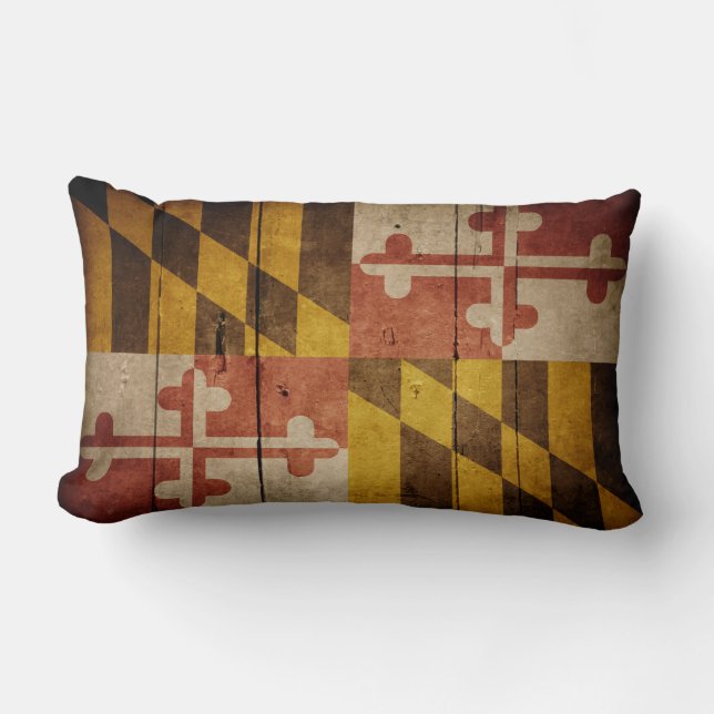 Schroffe hölzerne Maryland-Flagge Lendenkissen (Vorderseite)