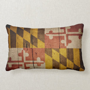 Schroffe hölzerne Maryland-Flagge Lendenkissen