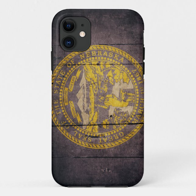 Schroffe hölzerne Nebraska-Flagge Case-Mate iPhone Hülle (Rückseite)