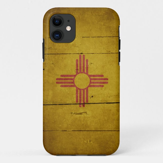 Schroffe hölzerne New Mexiko-Flagge Case-Mate iPhone Hülle (Rückseite)