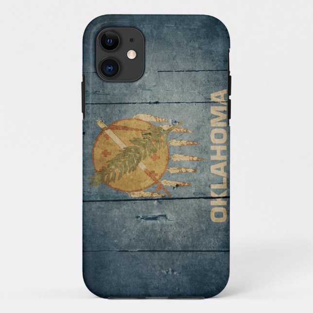 Schroffe hölzerne Oklahoma-Flagge Case-Mate iPhone Hülle (Rückseite)